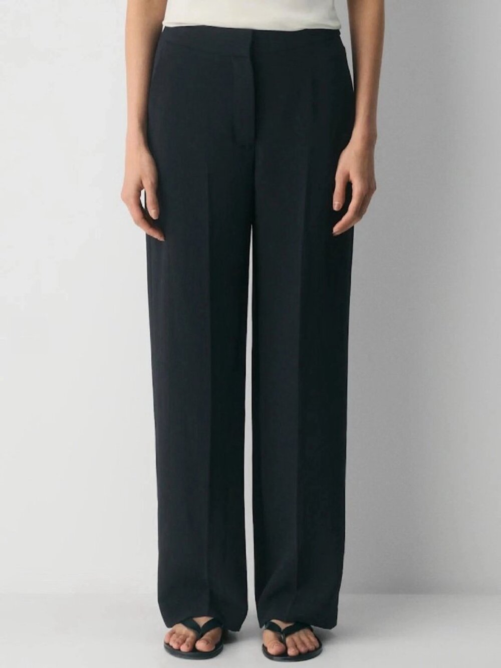 Aritzia Wilfred Women’s 12 Black The Limitless Crepette Wide Leg Dress Pants - Picture 2 of 7